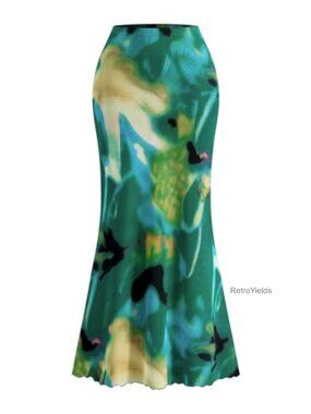 Floral Mesh Bodycon Maxi Skirt High Waisted Fishtail Summer Skirt